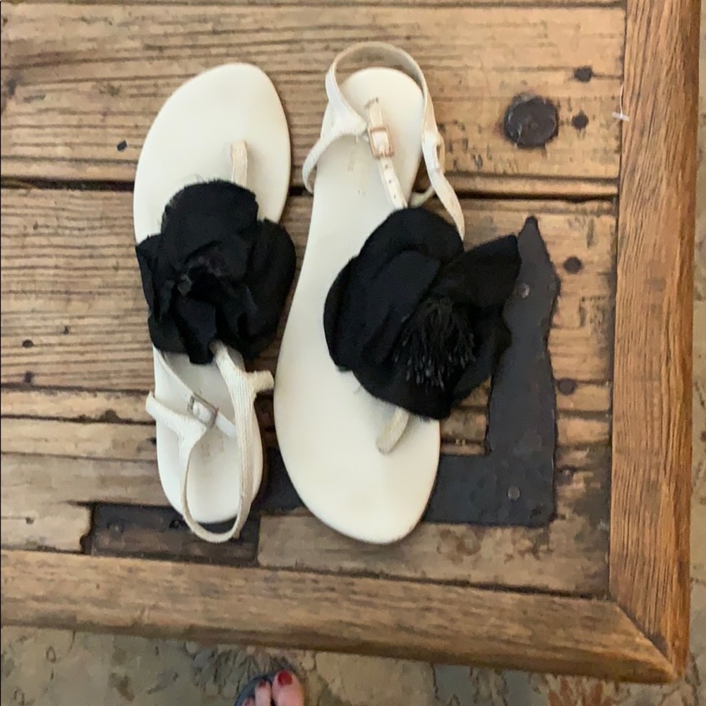 Kate Spade cream sandals with black roses